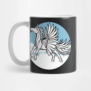 Blue Sky Pegasus Unicorn — Inktober Unicorn illustration series Mug